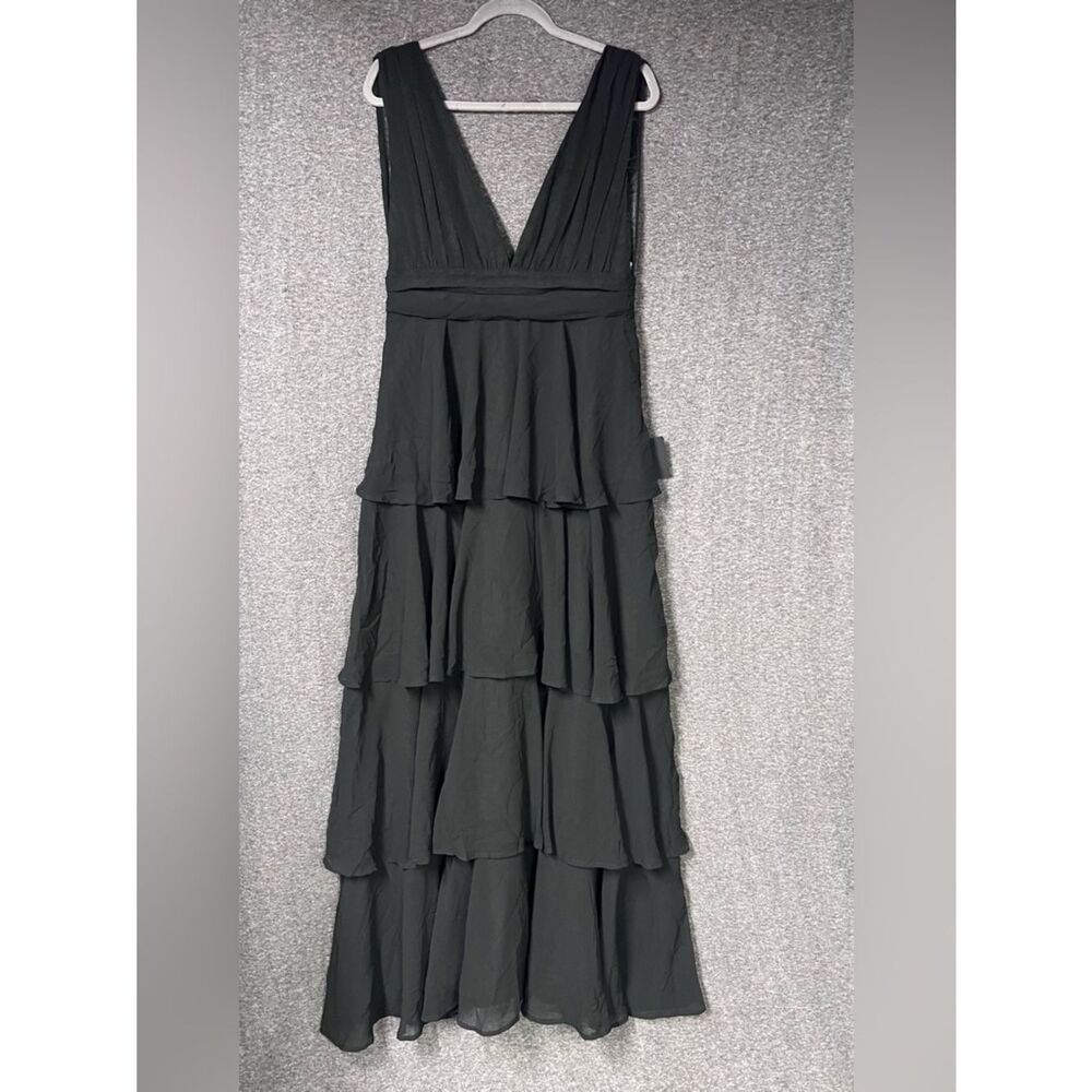 Lulus Amazing Evening Black Tiered Maxi Dress Size L NWT - Picture 7 of 13